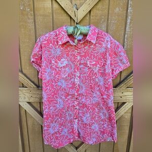 Ariat Pink and White Relaxed Button Down Shirt